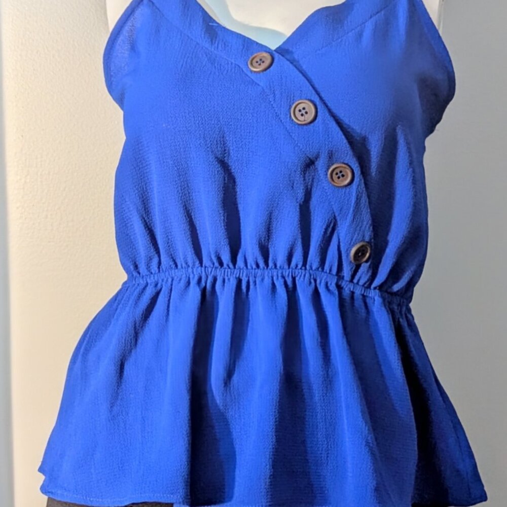Blue or White Shirt with Decorative Buttons